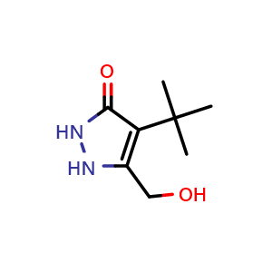 Chemical structure of 4-(Tert-butyl)-5-(hydroxymethyl)-1,2-dihydro-3H-pyrazol-3-one , CAS 342652-78-2, AChemBlock W162847