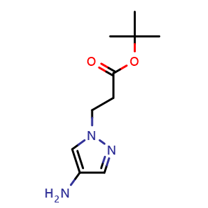 Chemical structure of tert-Butyl 3-(4-amino-1H-pyrazol-1-yl)propanoate , CAS 1946813-52-0, AChemBlock W162854