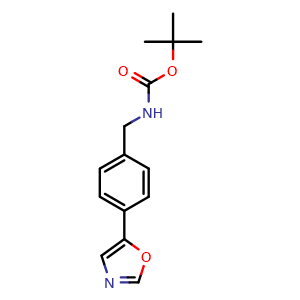 Chemical structure of tert-Butyl (4-(oxazol-5-yl)benzyl)carbamate , CAS 1360616-36-9, AChemBlock W162869