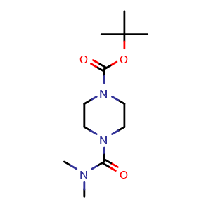 Chemical structure of tert-Butyl 4-(dimethylcarbamoyl)piperazine-1-carboxylate , CAS 215453-81-9, AChemBlock W162870