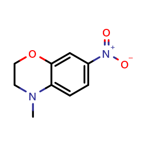 Chemical structure of 4-Methyl-7-nitro-3,4-dihydro-2H-benzo[b][1,4]oxazine , CAS 120711-93-5, AChemBlock W162873