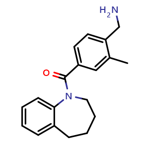 Chemical structure of (4-(Aminomethyl)-3-methylphenyl)(2,3,4,5-tetrahydro-1H-benzo[b]azepin-1-yl)methanone , CAS 736127-06-3, AChemBlock W162878