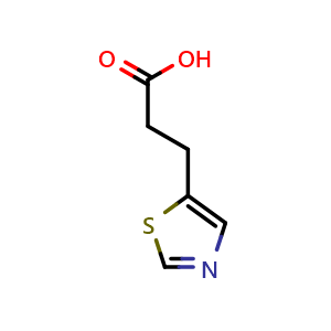 Chemical structure of 3-(Thiazol-5-yl)propanoic acid , CAS 933724-95-9, AChemBlock W162879