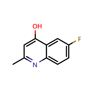 Chemical structure of 6-Fluoro-2-methylquinolin-4-ol , CAS 15912-68-2, AChemBlock W162888