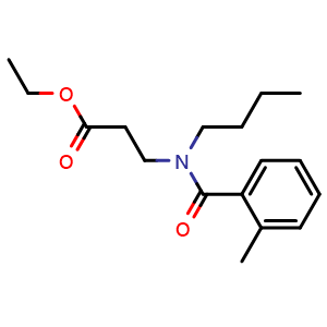 Chemical structure of Ethyl 3-(N-butyl-2-methylbenzamido)propanoate , CAS 1908264-41-4, AChemBlock W162899