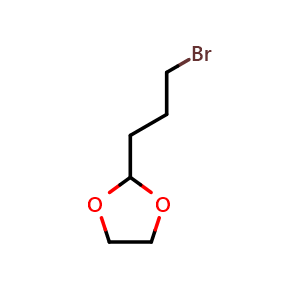 Chemical structure of 2-(3-Bromopropyl)-1,3-dioxolane , CAS 62563-07-9, AChemBlock W162904
