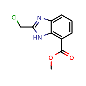 Chemical structure of Methyl 2-(chloromethyl)-1H-benzo[d]imidazole-7-carboxylate , CAS 636574-35-1, AChemBlock W162907