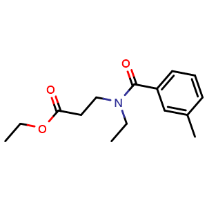 Chemical structure of Ethyl 3-(N-ethyl-3-methylbenzamido)propanoate , CAS 1908259-42-6, AChemBlock W162917