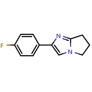 Chemical structure of 2-(4-Fluorophenyl)-6,7-dihydro-5H-pyrrolo[1,2-a]imidazole , CAS 111883-62-6, AChemBlock W162962