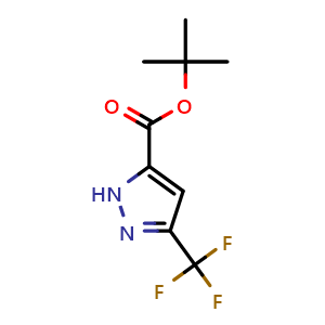 Chemical structure of Tert-butyl 3-(trifluoromethyl)-1H-pyrazole-5-carboxylate , CAS 2104659-22-3, AChemBlock W162968