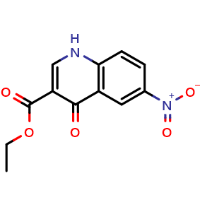 Chemical structure of Ethyl 6-nitro-4-oxo-1,4-dihydroquinoline-3-carboxylate , CAS 175087-43-1, AChemBlock W162982