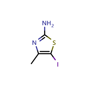 Chemical structure of 5-Iodo-4-methyl-1,3-thiazol-2-amine , CAS 3034-58-0, AChemBlock W162986