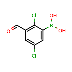 Chemical structure of 2,5-Dichloro-3-formylphenylboronic acid , CAS 919355-48-9, AChemBlock W162998