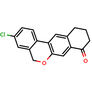 Chemical structure of 3-Chloro-10,11-dihydro-5H-dibenzo[c,g]chromen-8(9H)-one , CAS 1378388-20-5, AChemBlock W163009