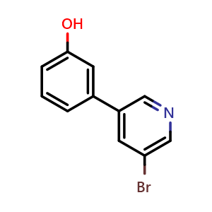 Chemical structure of 3-(5-Bromopyridin-3-yl)phenol , CAS 1276123-26-2, AChemBlock W163015