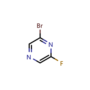 Chemical structure of 2-Bromo-6-fluoropyrazine , CAS 1209458-12-7, AChemBlock W163021