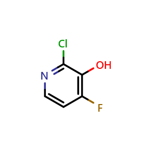 Chemical structure of 2-Chloro-4-fluoropyridin-3-ol , CAS 1227577-96-9, AChemBlock W163023