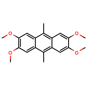 Chemical structure of 2,3,6,7-Tetramethoxy-9,10-dimethylanthracene , CAS 13985-15-4, AChemBlock W163034