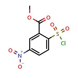 Chemical structure of Methyl 2-(chlorosulfonyl)-5-nitrobenzoate , CAS 1039020-81-9, AChemBlock W163038