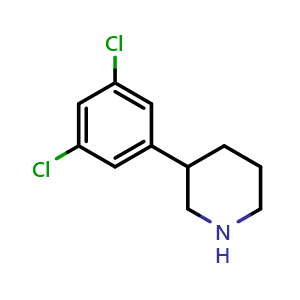 Chemical structure of 3-(3,5-Dichlorophenyl)piperidine , CAS 851861-61-5, AChemBlock W163088