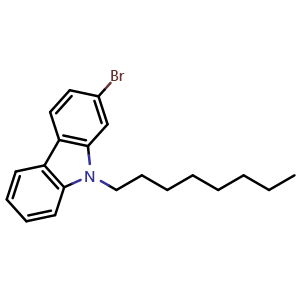 Chemical structure of 2-Bromo-9-N-octyl-9H-carbazole , CAS 1356465-23-0, AChemBlock W163100