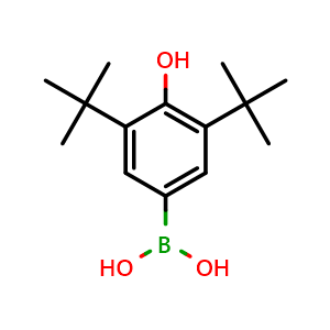 Chemical structure of (3,5-Di-tert-butyl-4-hydroxyphenyl)boronic acid , CAS 182344-15-6, AChemBlock W163114