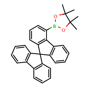 Chemical structure of 2-(9,9'-Spirobi[fluoren]-4-yl)-4,4,5,5-tetramethyl-1,3,2-dioxaborolane , CAS 1161009-89-7, AChemBlock W163118