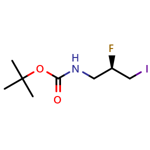 Chemical structure of Tert-butyl (R)-(2-fluoro-3-iodopropyl)carbamate , CAS 344413-81-6, AChemBlock W163133
