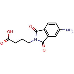 Chemical structure of 4-(5-Amino-1,3-dioxoisoindolin-2-yl)butanoic acid , CAS 18595-81-8, AChemBlock W163149
