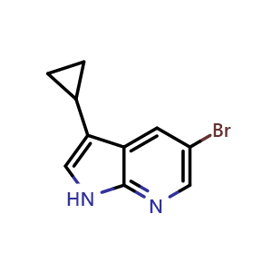Chemical structure of 5-Bromo-3-cyclopropyl-1H-pyrrolo[2,3-b]pyridine , CAS 1256818-80-0, AChemBlock W163152