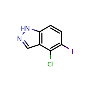 Chemical structure of 4-Chloro-5-iodo-1H-indazole , CAS 1000342-37-9, AChemBlock W163153