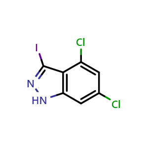 Chemical structure of 4,6-Dichloro-3-iodo-1H-indazole , CAS 885519-60-8, AChemBlock W163154