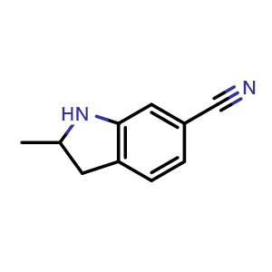 Chemical structure of 2-Methylindoline-6-carbonitrile , CAS 1391291-50-1, AChemBlock W163158