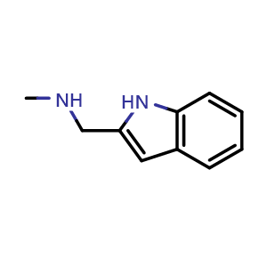 Chemical structure of 1-(1H-Indol-2-yl)-N-methylmethanamine , CAS 90888-62-3, AChemBlock W163161