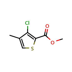 Chemical structure of Methyl 3-chloro-4-methylthiophene-2-carboxylate , CAS 175137-11-8, AChemBlock W163175