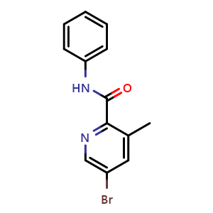 Chemical structure of 5-bromo-3-methyl-N-phenylpicolinamide , CAS 213771-38-1, AChemBlock W163182