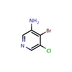 Chemical structure of 4-Bromo-5-chloropyridin-3-amine , CAS 1802434-30-5, AChemBlock W163185