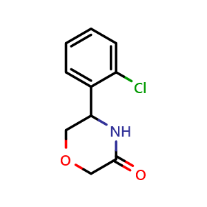 Chemical structure of 5-(2-Chlorophenyl)morpholin-3-one , CAS 1391335-81-1, AChemBlock W163193