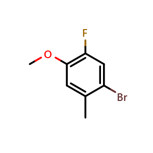 Chemical structure of 1-Bromo-5-fluoro-4-methoxy-2-methylbenzene , CAS 550400-11-8, AChemBlock W163196