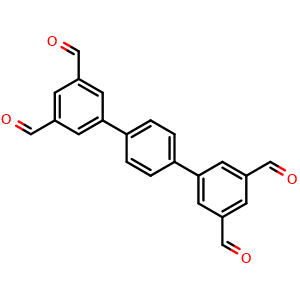 Chemical structure of [1,1':4',1''-Terphenyl]-3,3'',5,5''-tetracarbaldehyde , CAS 2380275-62-5, AChemBlock W163201