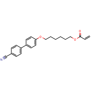 Chemical structure of 6-((4'-Cyano-[1,1'-biphenyl]-4-yl)oxy)hexyl acrylate , CAS 89823-23-4, AChemBlock W163231
