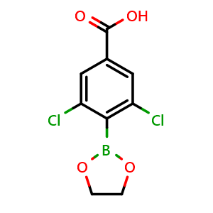 Chemical structure of 3,5-Dichloro-4-(1,3,2-dioxaborolan-2-yl)benzoic acid , AChemBlock W163239