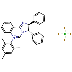 Chemical structure of (2S,3S)-6-Mesityl-2,3-diphenyl-2,3-dihydroimidazo[1,2-c]quinazolin-6-ium tetrafluoroborate , CAS 2254325-49-8, AChemBlock W163250