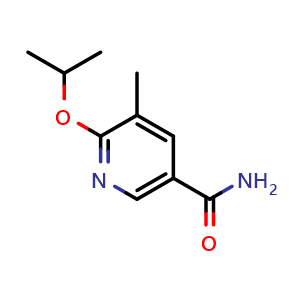 Chemical structure of 6-Isopropoxy-5-methylnicotinamide , CAS 1011476-69-9, AChemBlock W163271