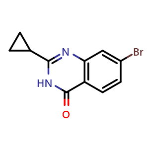 Chemical structure of 7-Bromo-2-cyclopropylquinazolin-4(3H)-one , CAS 1693955-94-0, AChemBlock W163280