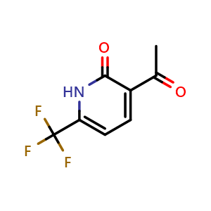 Chemical structure of 3-Acetyl-6-(trifluoromethyl)pyridin-2(1H)-one , CAS 116548-05-1, AChemBlock W163282