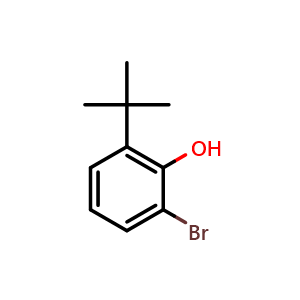 Chemical structure of 2-Bromo-6-(tert-butyl)phenol , CAS 23159-87-7, AChemBlock W163296