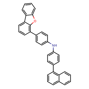 Chemical structure of 4-(Dibenzo[b,d]furan-4-yl)-N-(4-(naphthalen-1-yl)phenyl)aniline , CAS 2097371-73-6, AChemBlock W163330
