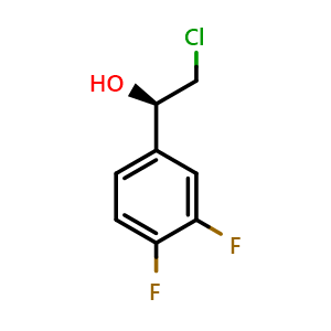 Chemical structure of (1R)-2-Chloro-1-(3,4-difluorophenyl)-1-ethanol (Ticagrelor Impurity) , CAS 1212376-05-0, AChemBlock W163334