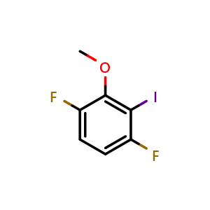 Chemical structure of 2,5-Difluoro-6-iodoanisole , CAS 1208074-83-2, AChemBlock W163342